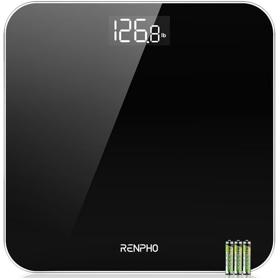 RENPHO Digital Body Weight Scale, Highly Accurate Scale for Body Weight with LED Display, Round Corner Design, Anti-Slip, 400 lb, White
