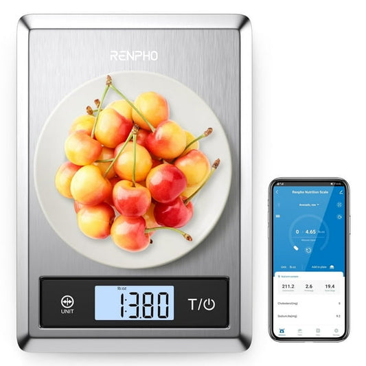 RENPHO Digital Food Scale with App, Bluetooth Smart Kitchen Scale, Stainless Steel