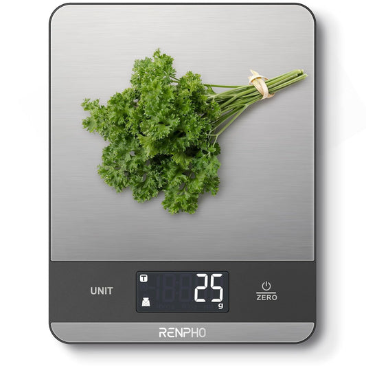 RENPHO Digital Kitchen Food Scale, 7 Units with Tare Function, Stainless Steel, 11lb
