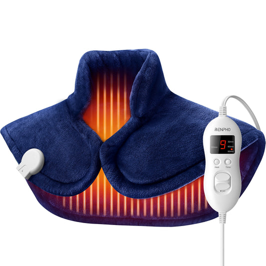 RENPHO Extra Large Heating Pad for Shoulders Neck and Back, 9 Temperature Settings, FSA HSA Eligible, 19"x 24", Blue