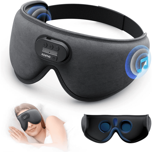 RENPHO Eye Masks with Bluetooth Music, 3D Light Blocking Soft Sleep Mask for Side Sleepers