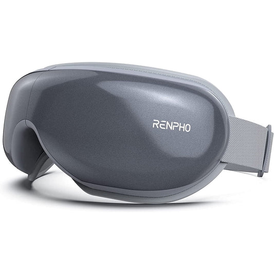 RENPHO Eye Massager with Heat & Vibration – 5 Massage Modes, Bluetooth Music, Adjustable Headband, USB Rechargeable - Gray