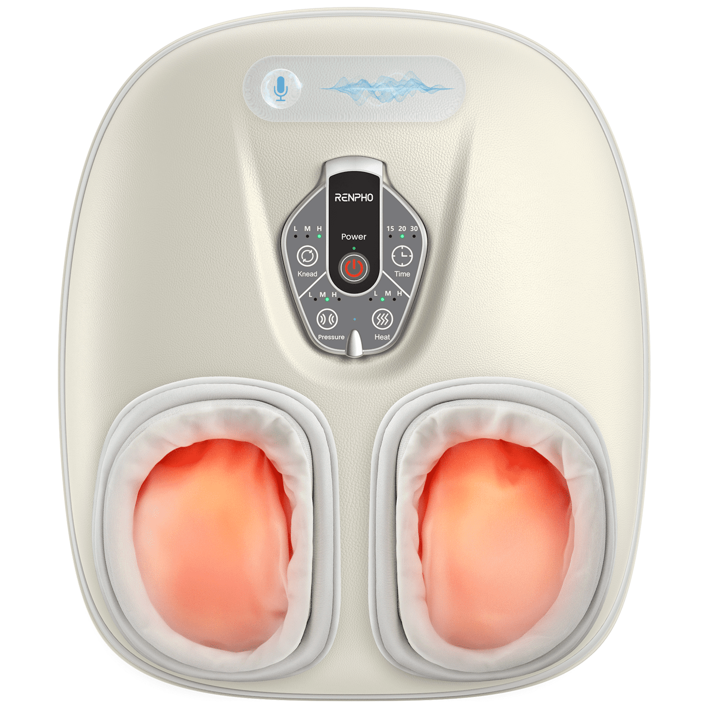 RENPHO Foot Massager Machine with Heat [2026 Upgraded], Shiatsu Foot Massager for Plantar Fasciitis, Valentines Day Gifts for Her Him, Exclusive Voice Control, Beige