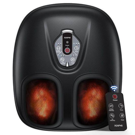 RENPHO Foot Massager Machine with Heat [2026 Upgraded], Shiatsu Foot Massager for Plantar Fasciitis, Valentines Day Gifts for Her Him, FSA Eligible HSA Store Eligible, Black