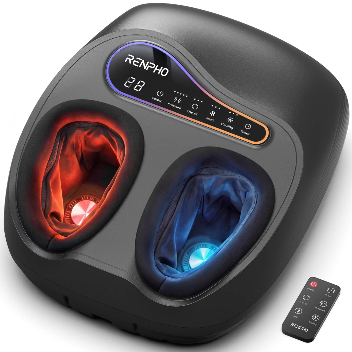 RENPHO Foot Massager Machine with Heat & Cold, 3 Shiatsu Kneading & 5 Compression for Foot Care and Relax, Count Down Display