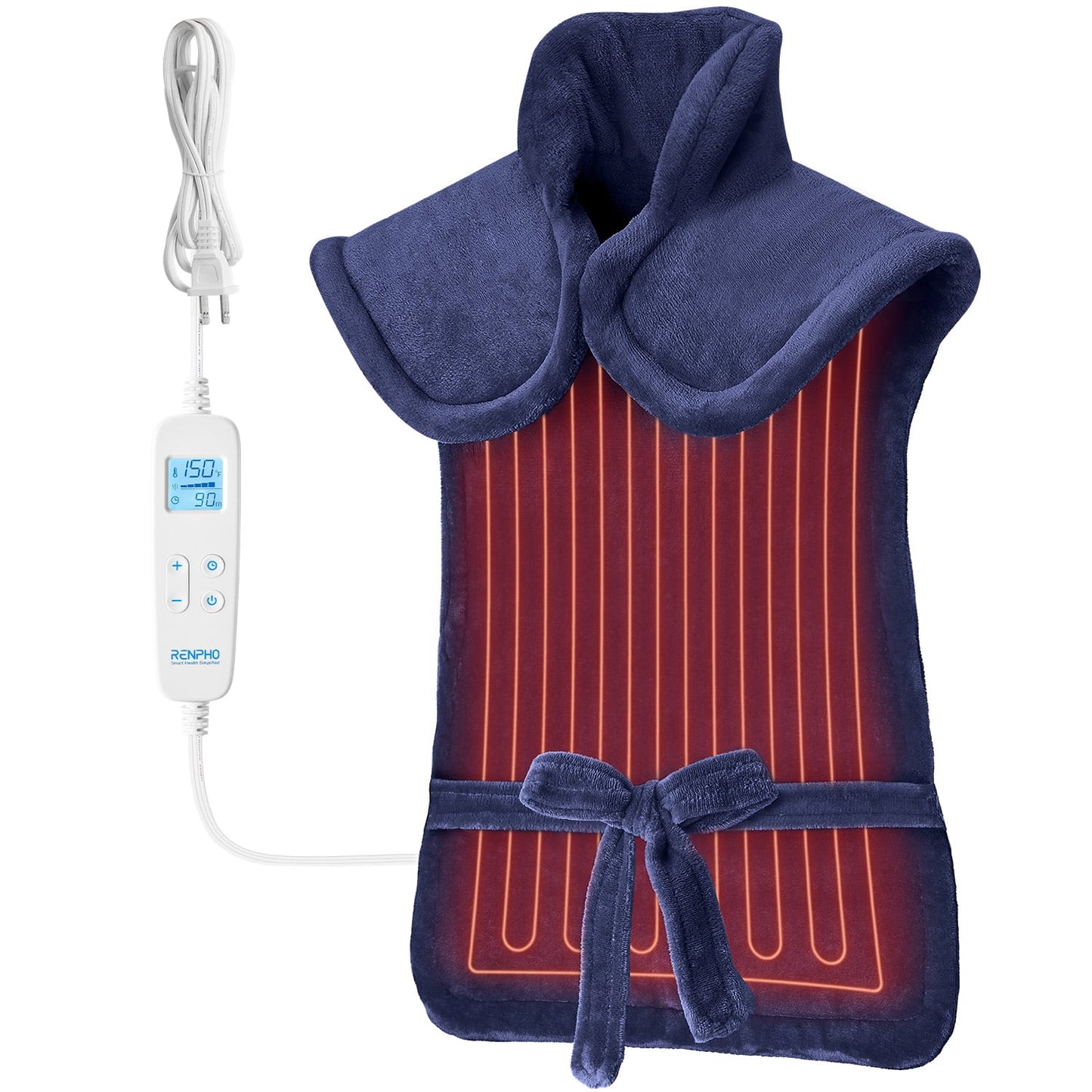 RENPHO shoulder heating pad for back pain relief,electric large heating pad for neck & wrap with 6 heat settings & auto shut-off,Birthday Gifts for Mom Dad Men,24"x 37",blue