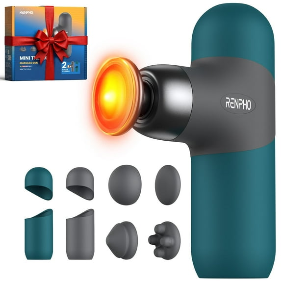 RENPHO Mini Thermal Massage Gun with Heat, Handheld Massager Deep Tissue for Pain Relief, FSA HSA Eligible, Mothers Day Fathers Dat Gift for Care Women Men, Portable Travel, Green