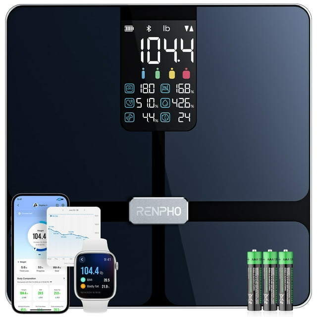 RENPHO Smart Body Fat Scale with BMI, Muscle Mass, Bluetooth Scale for Body Weight, 13 Metrics with Large VA Display, Support App Connection, FSA HSA Store Eligible