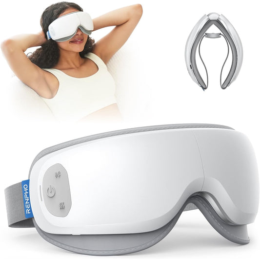 RENPHO Ultra-Quiet Eye Massager with Heat, Lightweight Heated Eye Mask for Migraines, Face Massager for Dry Eyes Relax Reduce Strain Improve Sleep Eyeris Zen