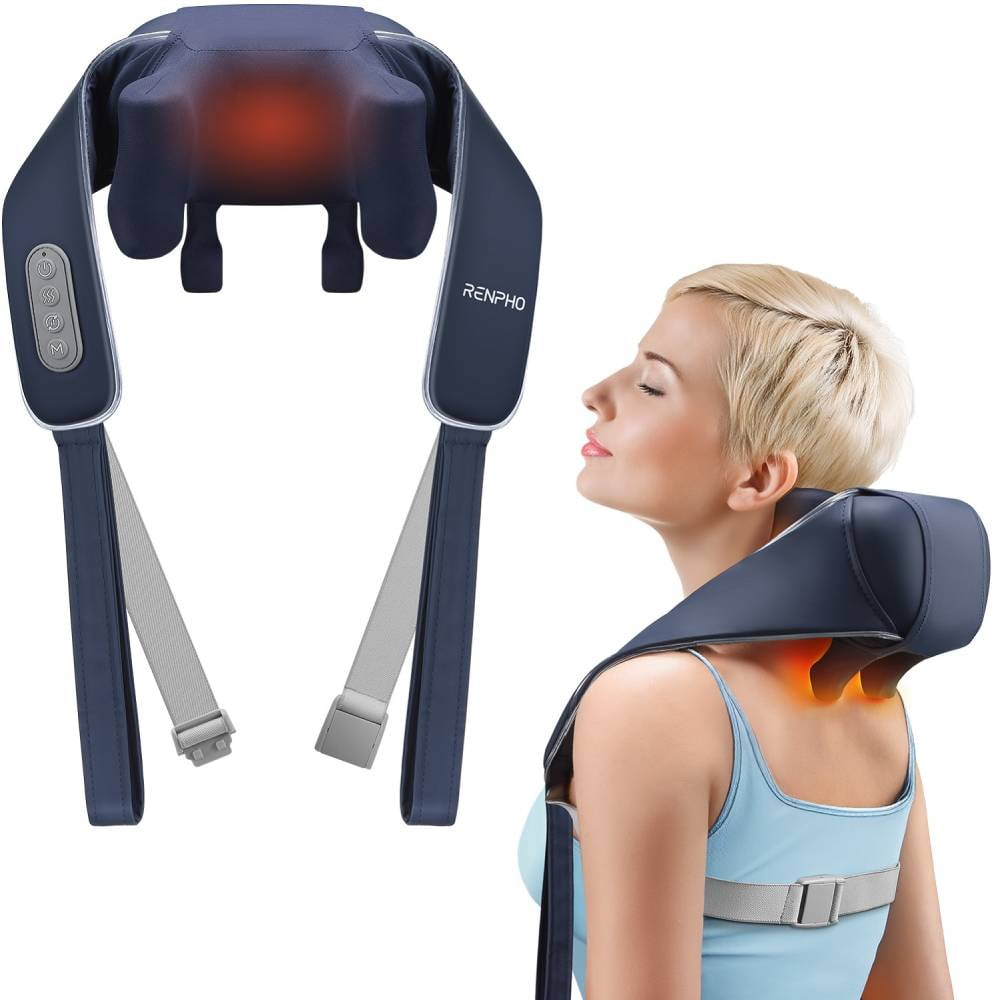 Renpho Neck and Shoulder Massager with Heat, 6D Deep Tissue Kneading Shiatsu Massager Pillow for Pain Relief, Gift for Women Men,Cordless