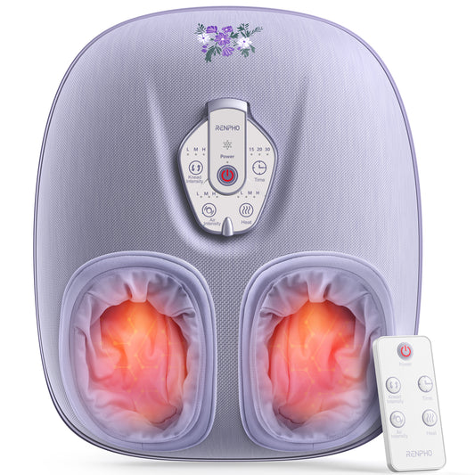 RENPHO 2025 Foot Massager Machine with Heat, Mothers Day Gifts for Women Mom Dad, Foot Massager for Plantar Fasciitis, 3 Heat Levels, Wireless Control, True Feet Massage up to Size 12, Lilac