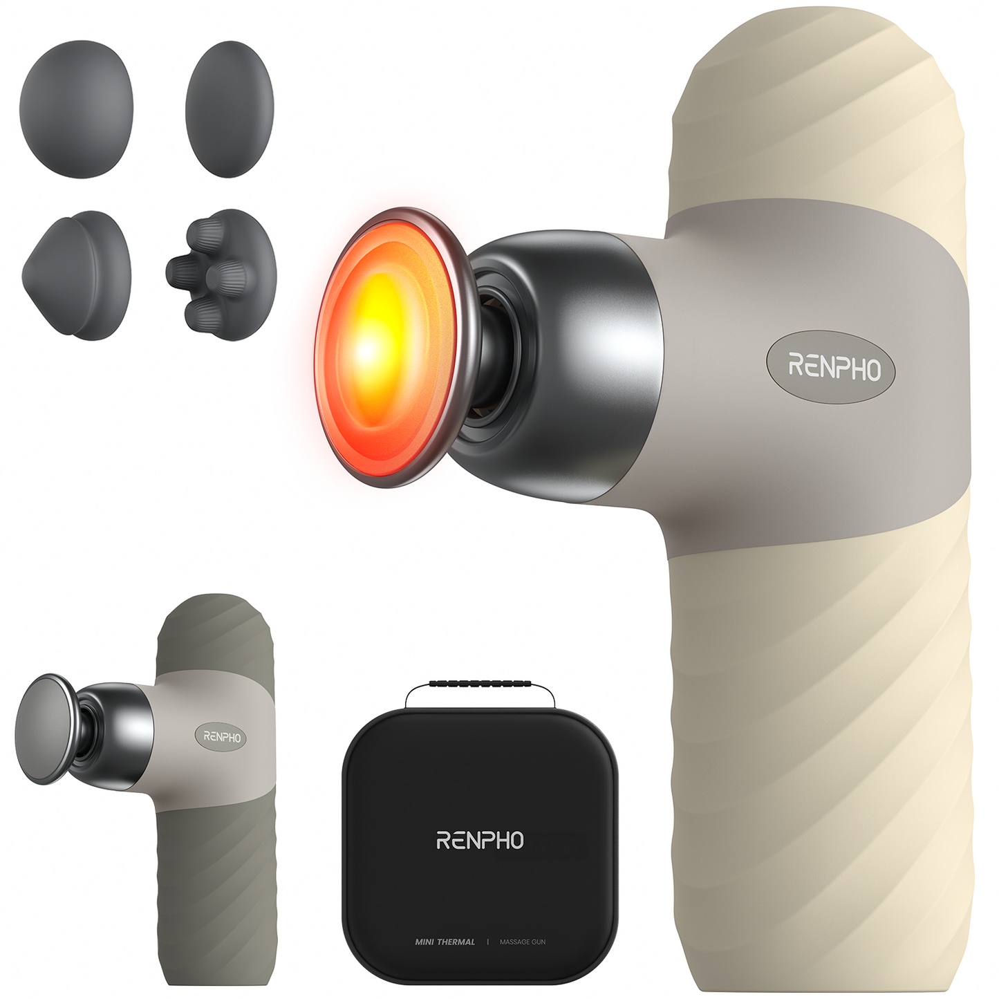 RENPHO Mini Massage Gun with Heat, Portable Percussion Muscle Massager Gun Deep Tissue, Travel Small Handheld Massager for Pain Relief with Carry Case Gifts for Men Mini Thermal