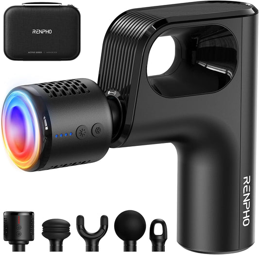 RENPHO Active Mini Thermacool Massage Gun with Heat and Cold, Valentine's Day Gifts, Percussion Deep Tissue Back Massager Ergonomic Design 5 Speeds for Muscle Recovery,Portable with Travel Case