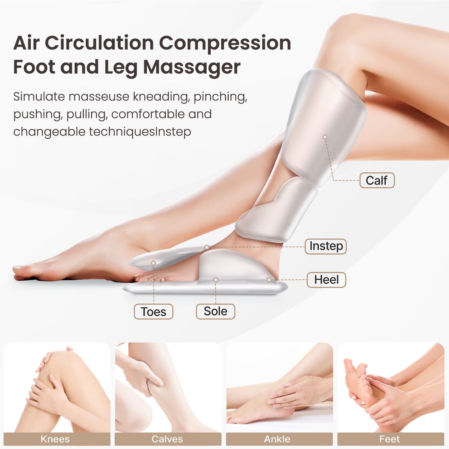 RENPHO Leg Massager for Circulation, Air Compression Foot and Leg Massage, FSA HSA Eligiable,5 Modes and 5 Intensities, Black