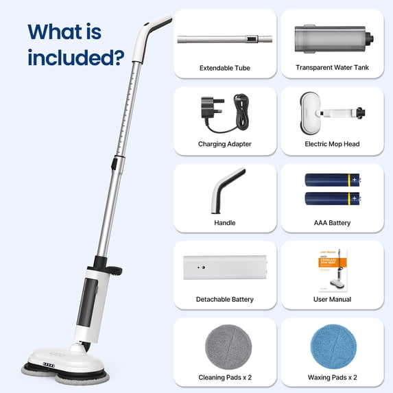 iDOO Cordless Electric Mop with Water Sprayer & LED Headlight, Dual-Motor, Self-Propelled, Effortless Clean & Waxing