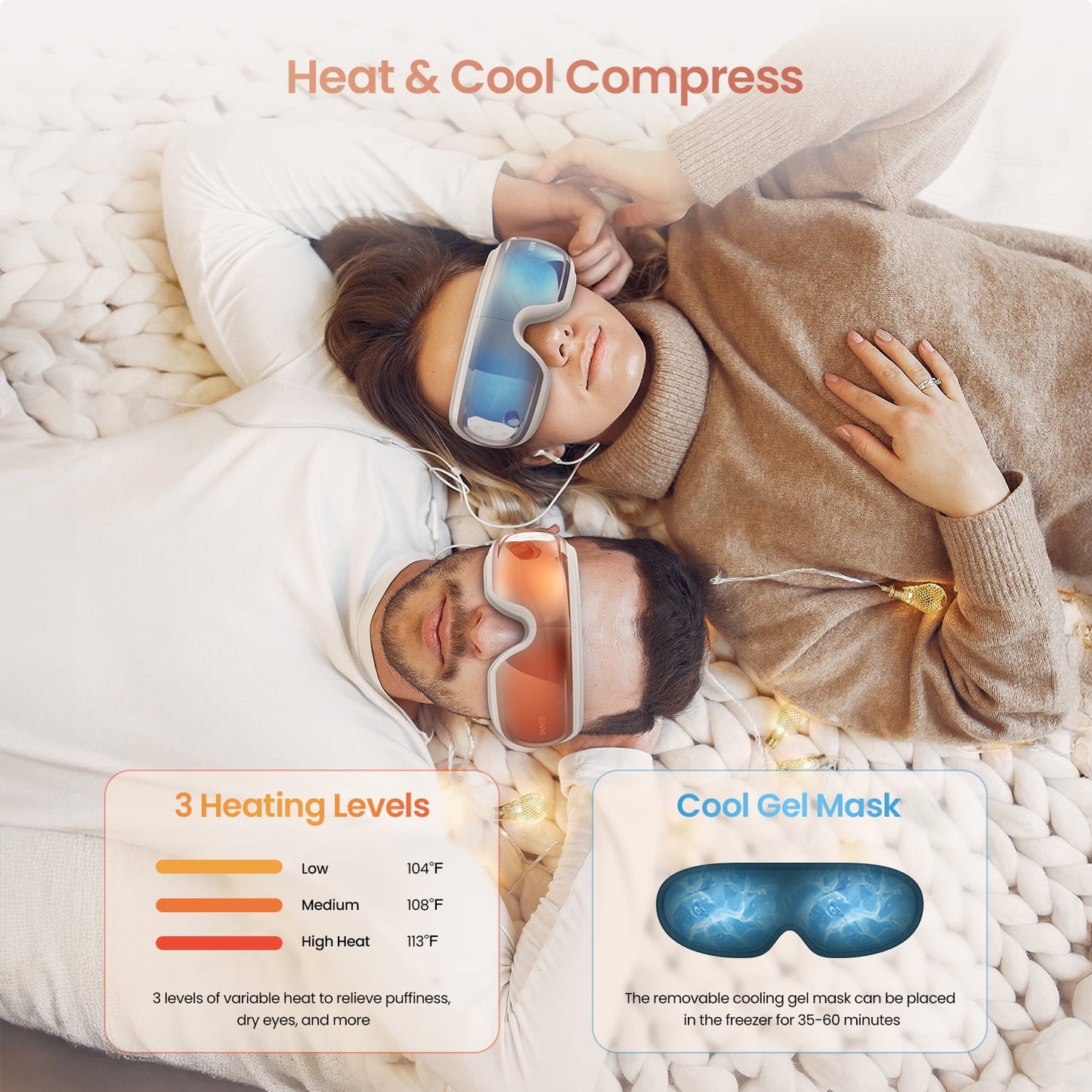 RENPHO Eye Massager with Heat and Cooling for Migraines, FSA HSA Eyeris Eye Sleep Mask with Voice Control, DIY Music Eye Relax Devices, Birthday, Valentines Gifts for Women/Men