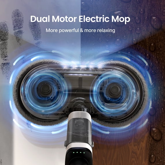 iDOO Cordless Electric Mop with Water Sprayer & LED Headlight, Dual-Motor, Self-Propelled, Effortless Clean & Waxing