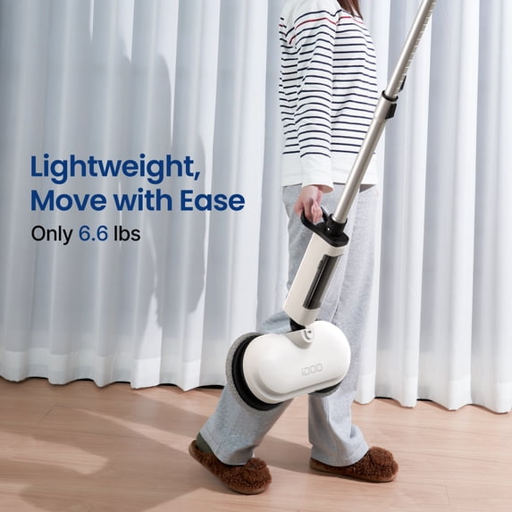 iDOO Cordless Electric Mop with Water Sprayer & LED Headlight, Dual-Motor, Self-Propelled, Effortless Clean & Waxing
