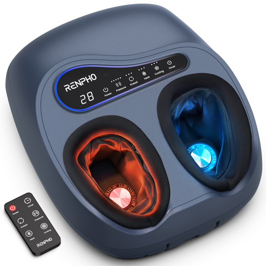 RENPHO Thermacool 2-in-1 Foot Massager with Heat & Cold, Adjustable 3 Kneading & 5 Compression Settings, Shiatsu Foot Massager for Plantar Fasciitis, Neuropathy & Muscle Recovery, Up to US Size 13