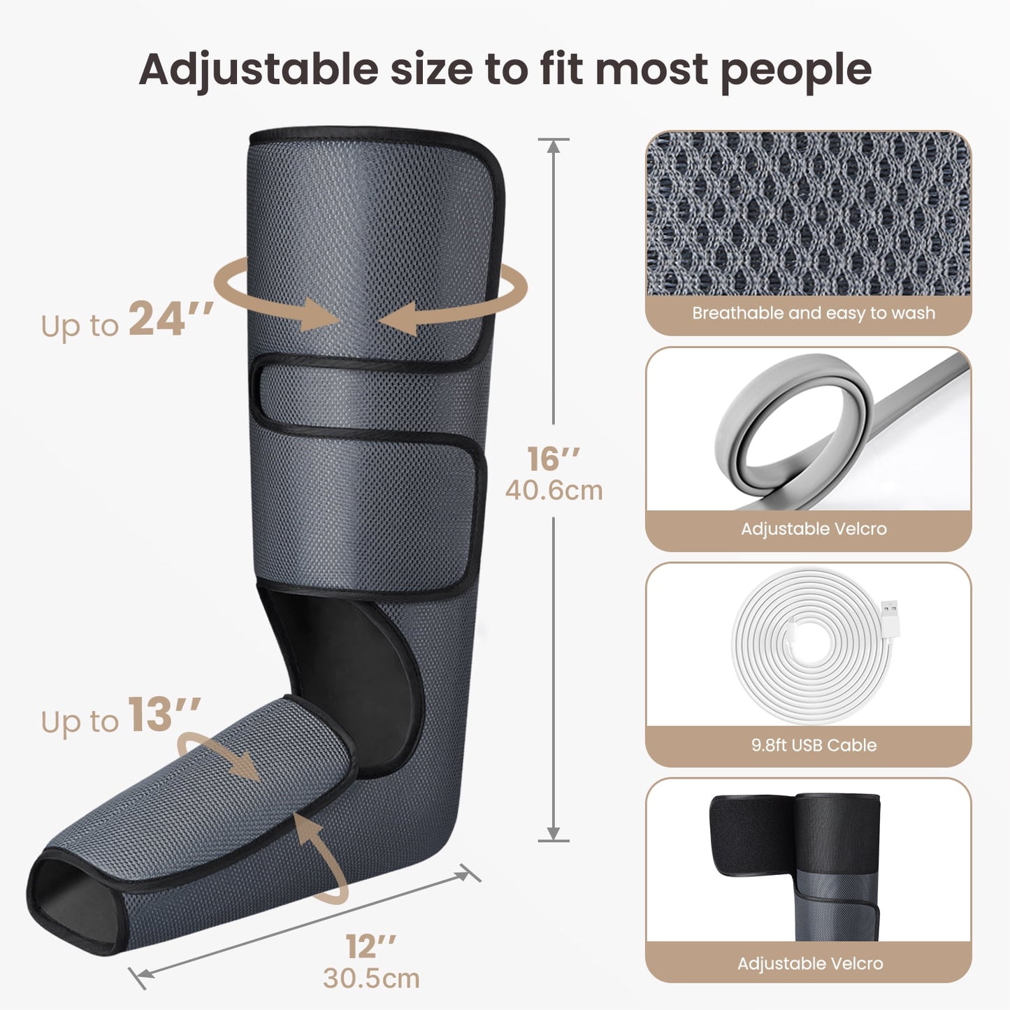 RENPHO Leg Massager for Circulation, Air Compression Foot and Leg Massage, FSA HSA Eligiable,5 Modes and 5 Intensities, Black