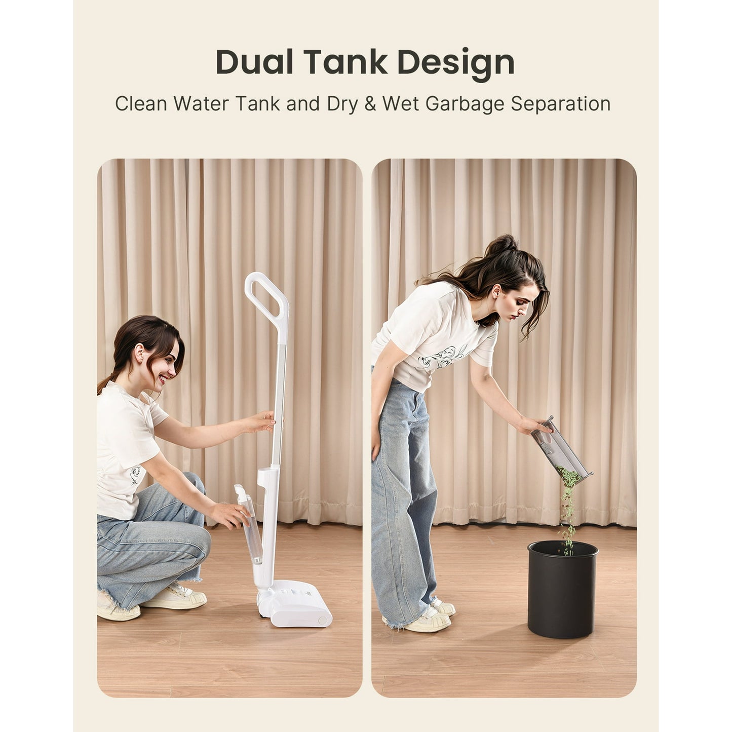iDOO Cordless Wet Dry Vacuum Cleaner, Electric Vacuum Mop All in One