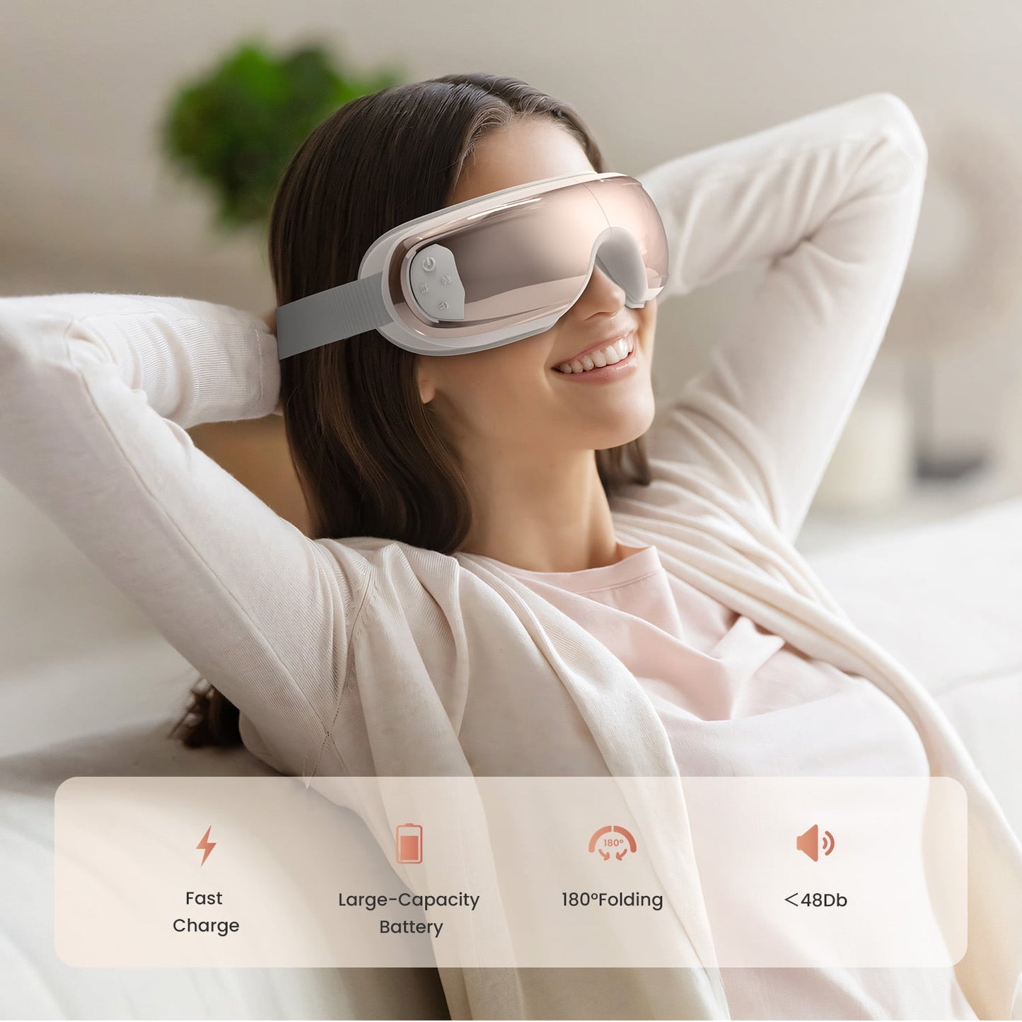 RENPHO Eye Massager with Heat and Cooling for Migraines, FSA HSA Eyeris Eye Sleep Mask with Voice Control, DIY Music Eye Relax Devices, Birthday, Valentines Gifts for Women/Men