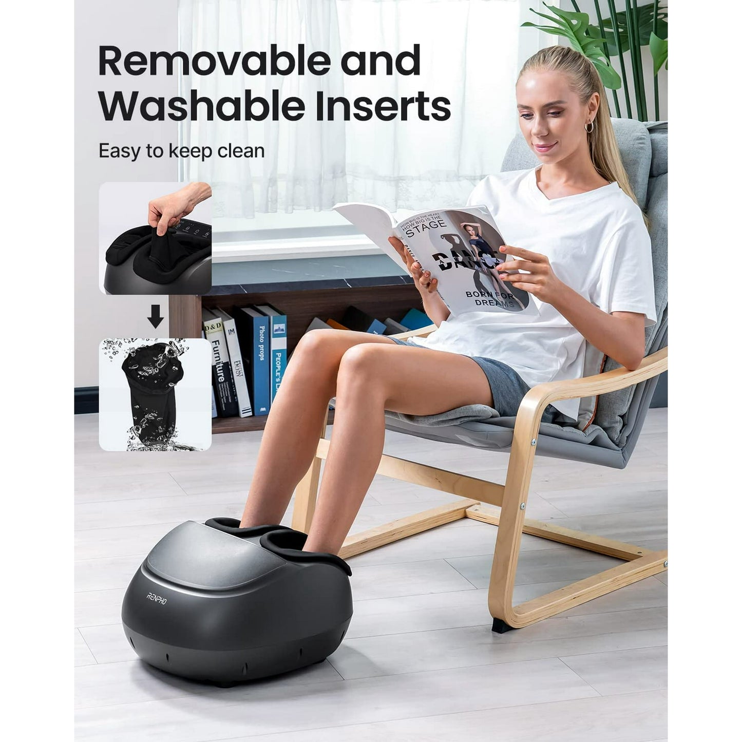 RENPHO Shiatsu Foot Massager Machine with Heat, Birthday Gifts for Mom Dad Men,Deep Kneading Therapy Improve Foot Wellness- Black