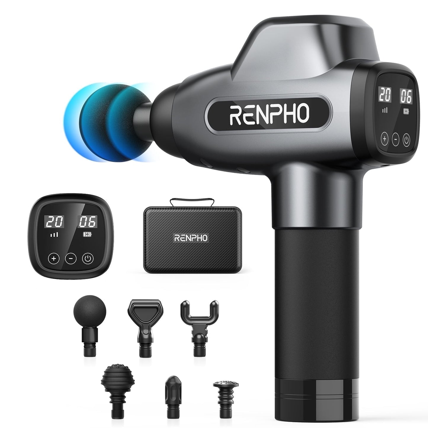 RENPHO Body Massager Muscle Massage Gun for Pain Relief Deep Tissue with 6 Massage Heads, FSA HSA Eligible, Christmas Gift for Men Women, Black