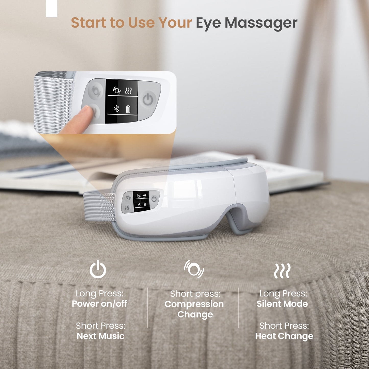 RENPHO Heated Eye Massager with Air Compression, FSA HSA Eligible, Mothdays Day Gifts Eye Mask for Relax, Reduce Strain