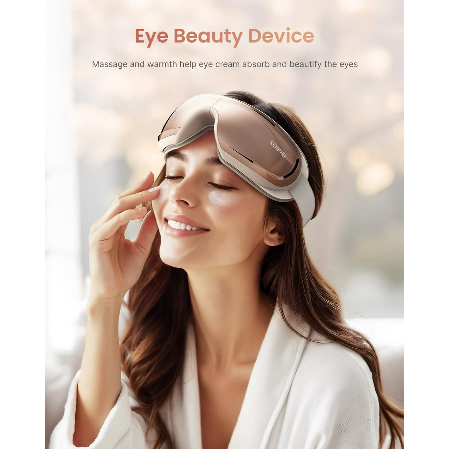 RENPHO Eye Massager with Heat and Cooling for Migraines, FSA HSA Eyeris Eye Sleep Mask with Voice Control, DIY Music Eye Relax Devices, Birthday, Valentines Gifts for Women/Men