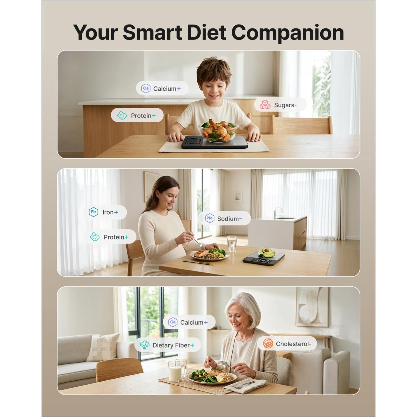 RENPHO Rechargeable Smart Food Scale with Nutritional Calculator, Calibra+ | TFT Color Display