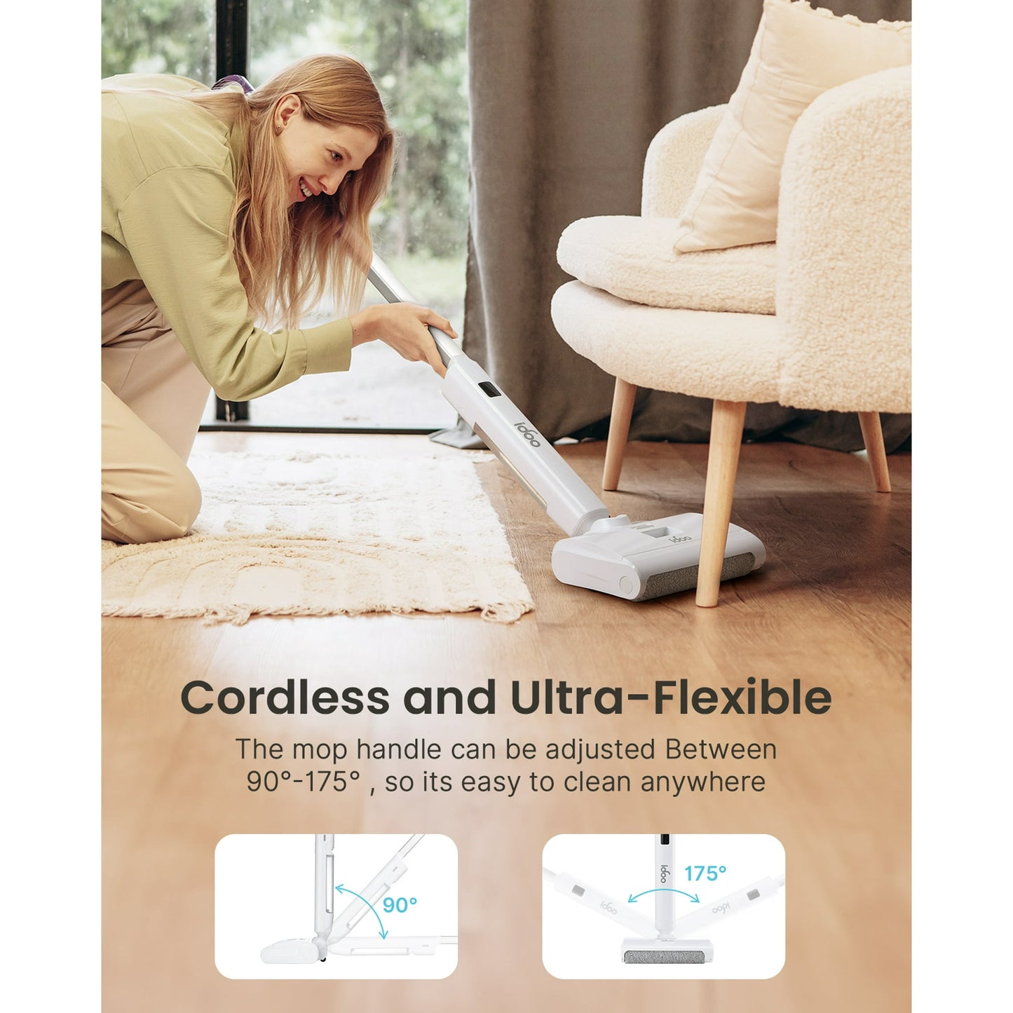 iDOO Cordless Wet Dry Vacuum Cleaner, Electric Vacuum Mop All in One