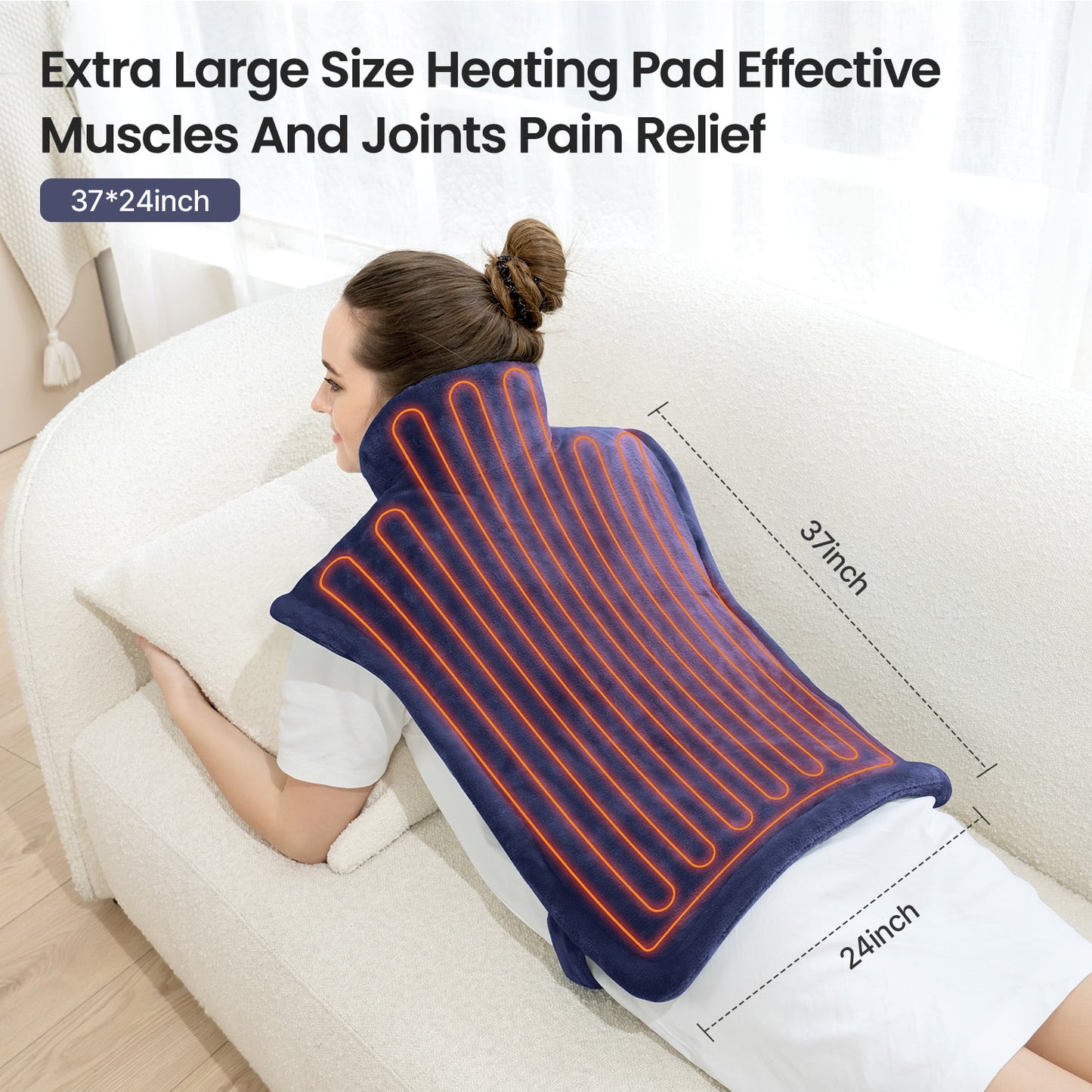 RENPHO shoulder heating pad for back pain relief,electric large heating pad for neck & wrap with 6 heat settings & auto shut-off,Birthday Gifts for Mom Dad Men,24"x 37",blue