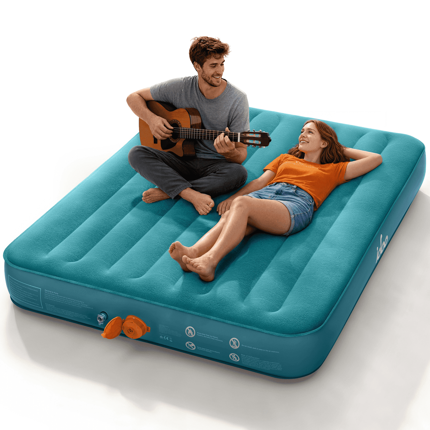 iDOO 10" Queen Size Air Mattress with Built-in Pump for Camping and Outdoor, 650lb Max