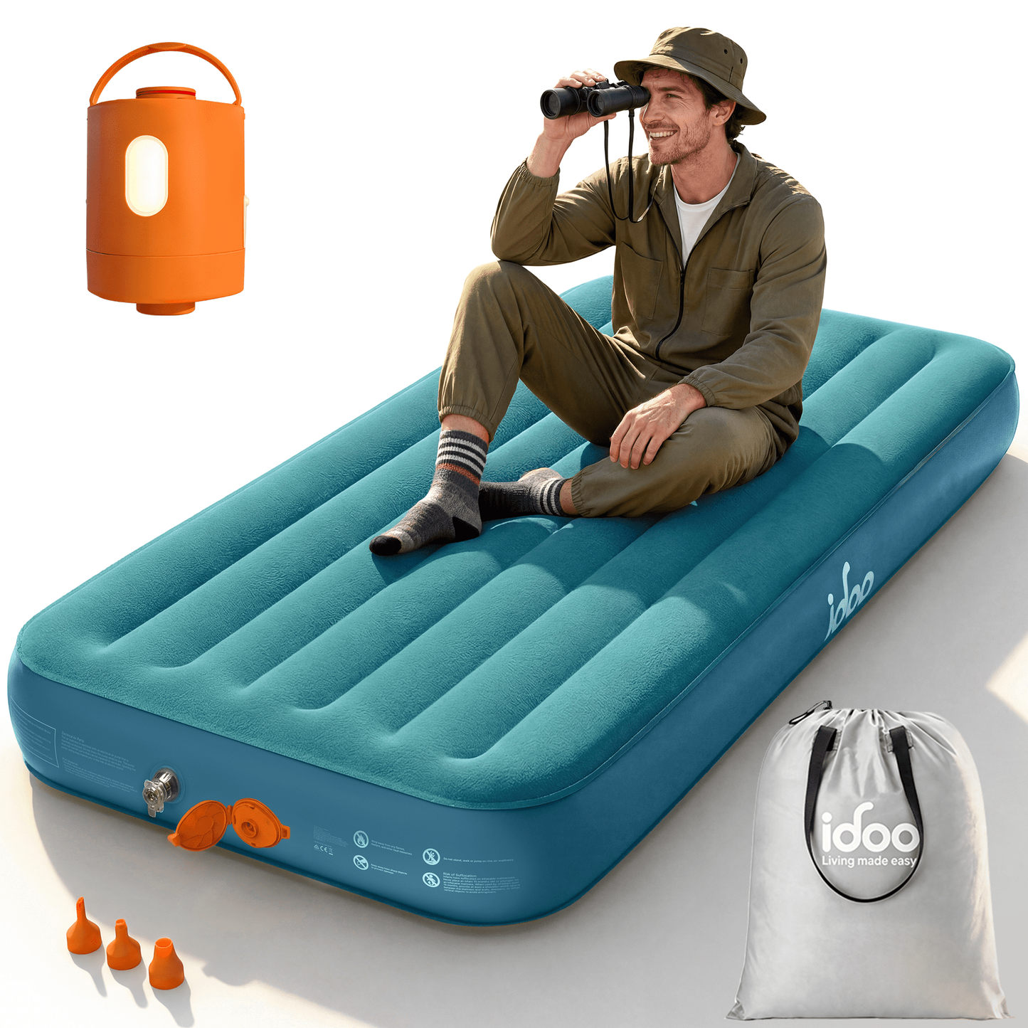 iDOO 10" Twin Size Air Mattress with Built-in Pump for Camping and Outdoor, 550lb Max