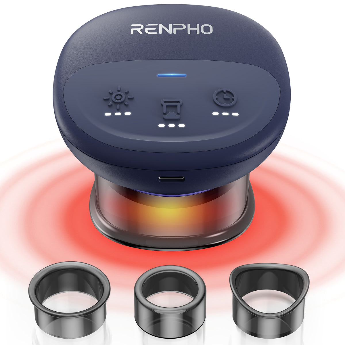 RENPHO 4-in-1 Smart Cupping Massager Kit, 850nm Infrared Heating Electric Cupping Set with 3 Cups, Portable Electric Cupping with 70 min Runtime, Multi-Device Sync