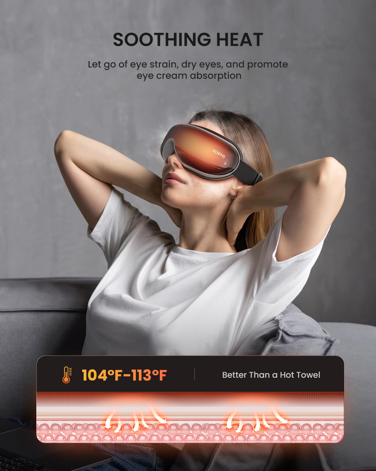 RENPHO 2.0-Eye Massager with Remote Control & Heat Compression, Eye Therapy Massager for Relieve Eye Strain -Black
