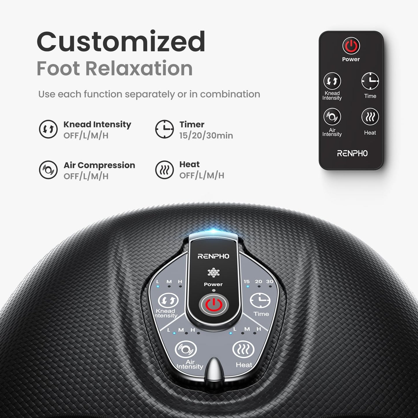 RENPHO Foot Massager Machine with Heat, Mothers Day Gifts for Women Men, 3 Heating Levels, Deep Kneading, Heated Shiatsu Feet Massager with Wireless Remote Control