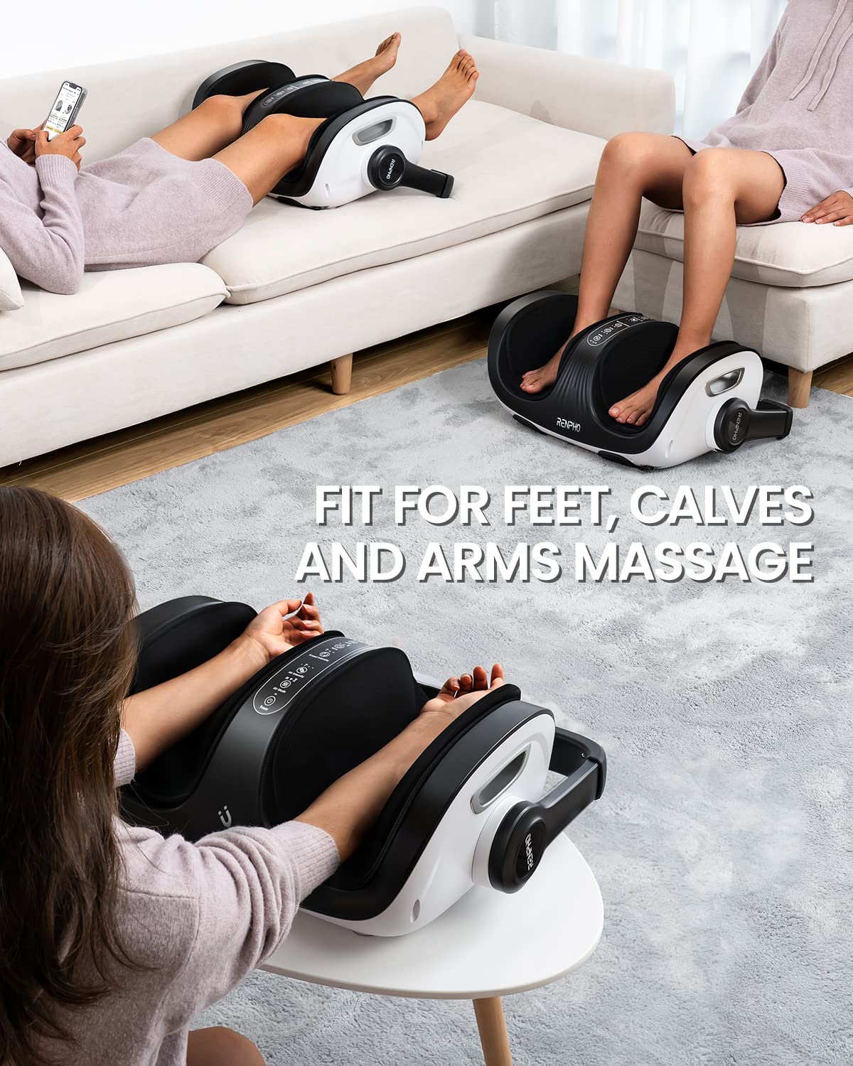 RENPHO Shiatsu Foot Massager Machine with Heat and Remote, Deep Kneading and Rolling Calf Massage, Mothers Day Gift for Women Men, Fits Up to Men Size 14