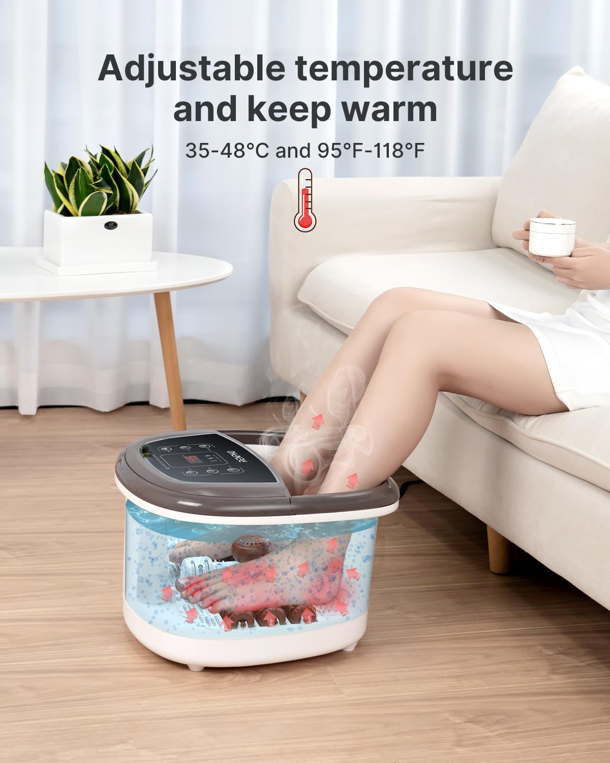 RENPHO Foot Spa Bath Massager, Motorized Massage, Fast Heating, and Powerful Bubble Jets, Automatic Shiatsu Massaging Rollers, Pedicure for Tired Feet