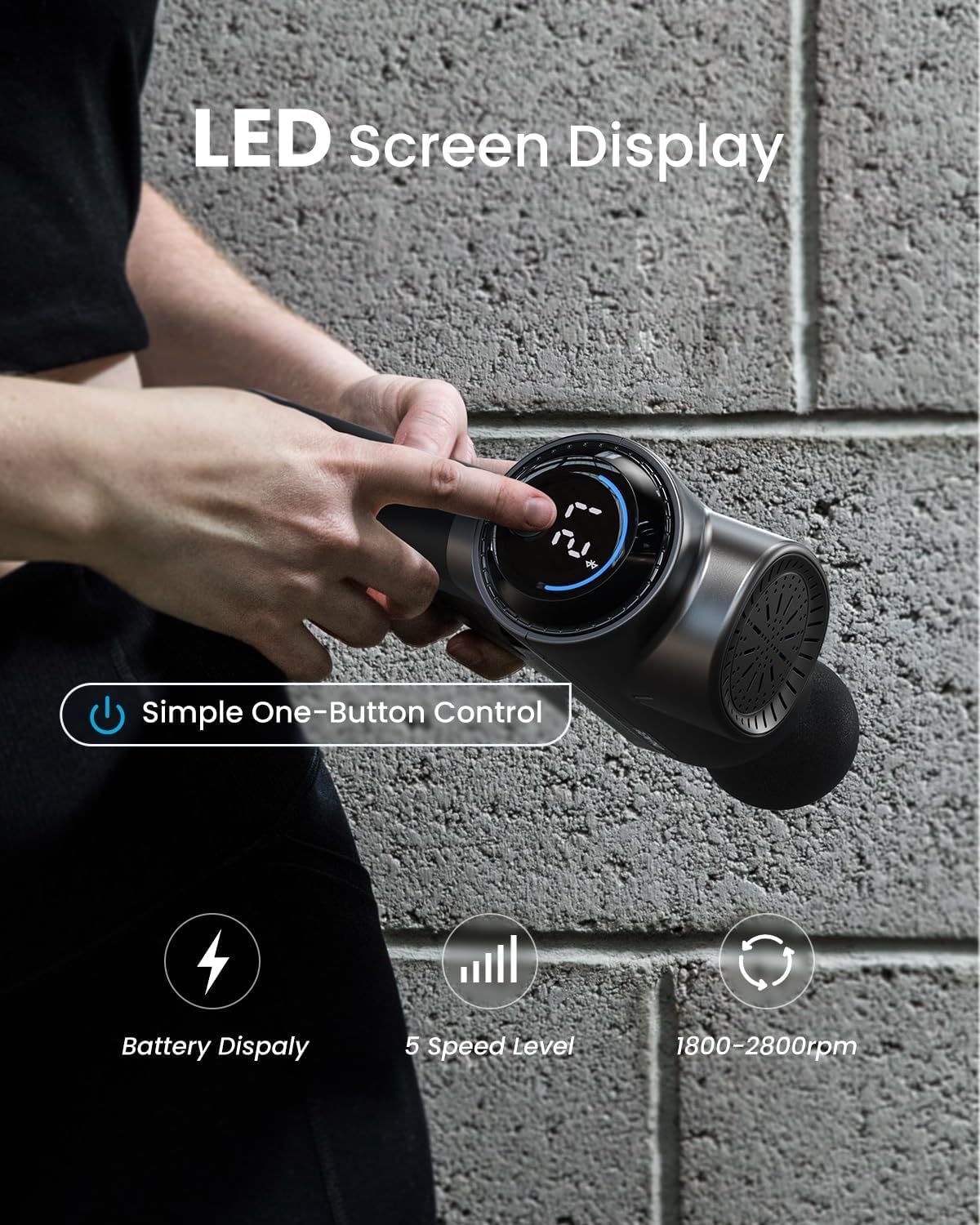 Massage Gun Deep Tissue with Bluetooth, RENPHO Active Massage Gun Percussion Muscle Massage Gun for Athletes, Powerful Portable Electric Handheld Massager Gun, LED Touch Display, Carry Case