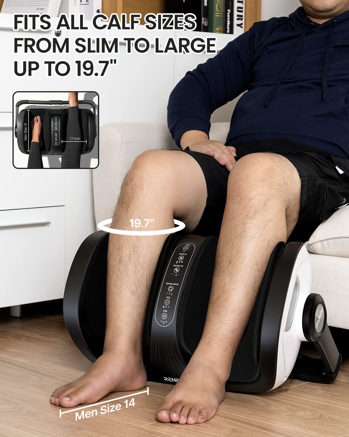 RENPHO Shiatsu Foot Massager Machine with Heat and Remote, Deep Kneading and Rolling Calf Massage, Mothers Day Gift for Women Men, Fits Up to Men Size 14