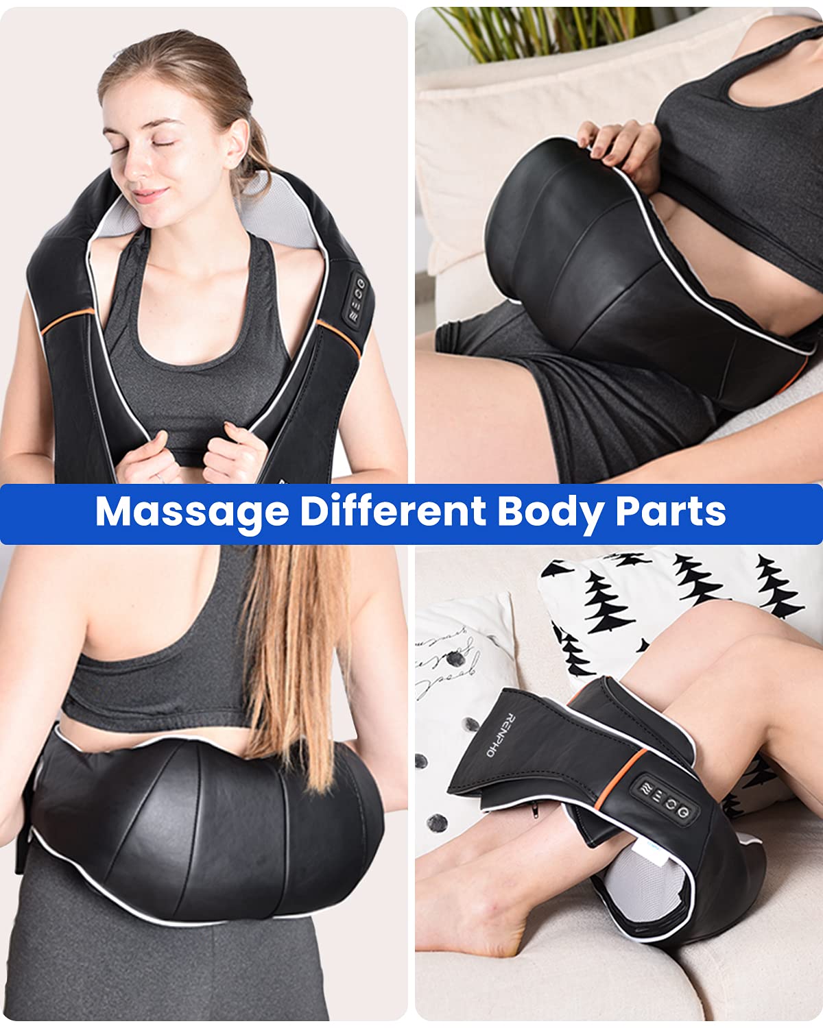 RENPHO Shiatsu Neck and Shoulder Back Massager with Heat, Deep Tissue 3D Kneading Massage Pillow for Women and Men