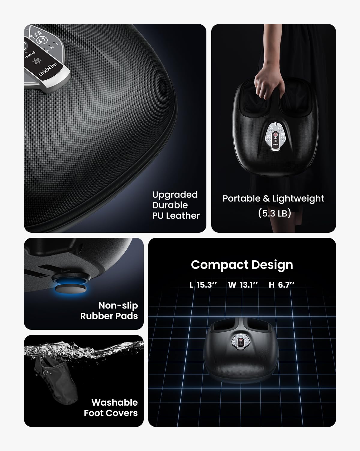 RENPHO Foot Massager Machine with Heat, Mothers Day Gifts for Women Men, 3 Heating Levels, Deep Kneading, Heated Shiatsu Feet Massager with Wireless Remote Control