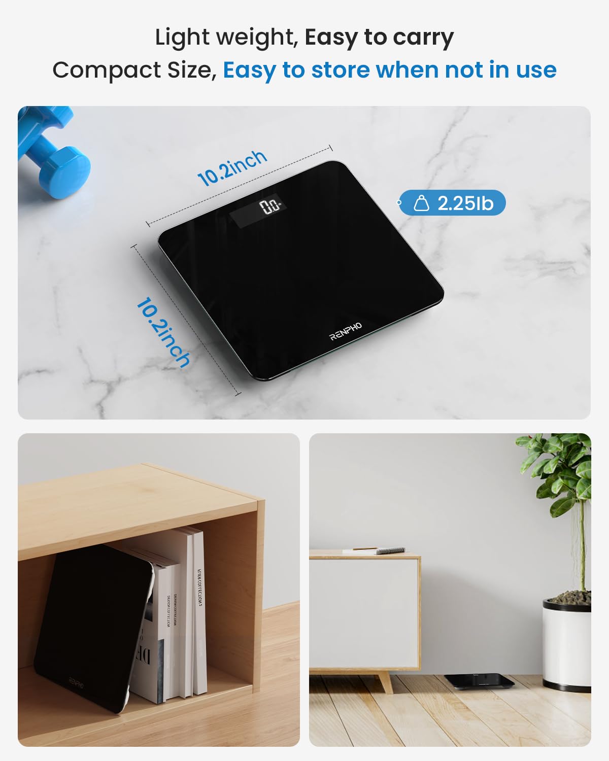 RENPHO Weighing Scales for Body Weight, Bathroom Scales with High Precision Sensors, Accurate Digital Weight Scale for People, LED Display, Step-On, Black, Core 1S (Stone/Kgs/Lbs)
