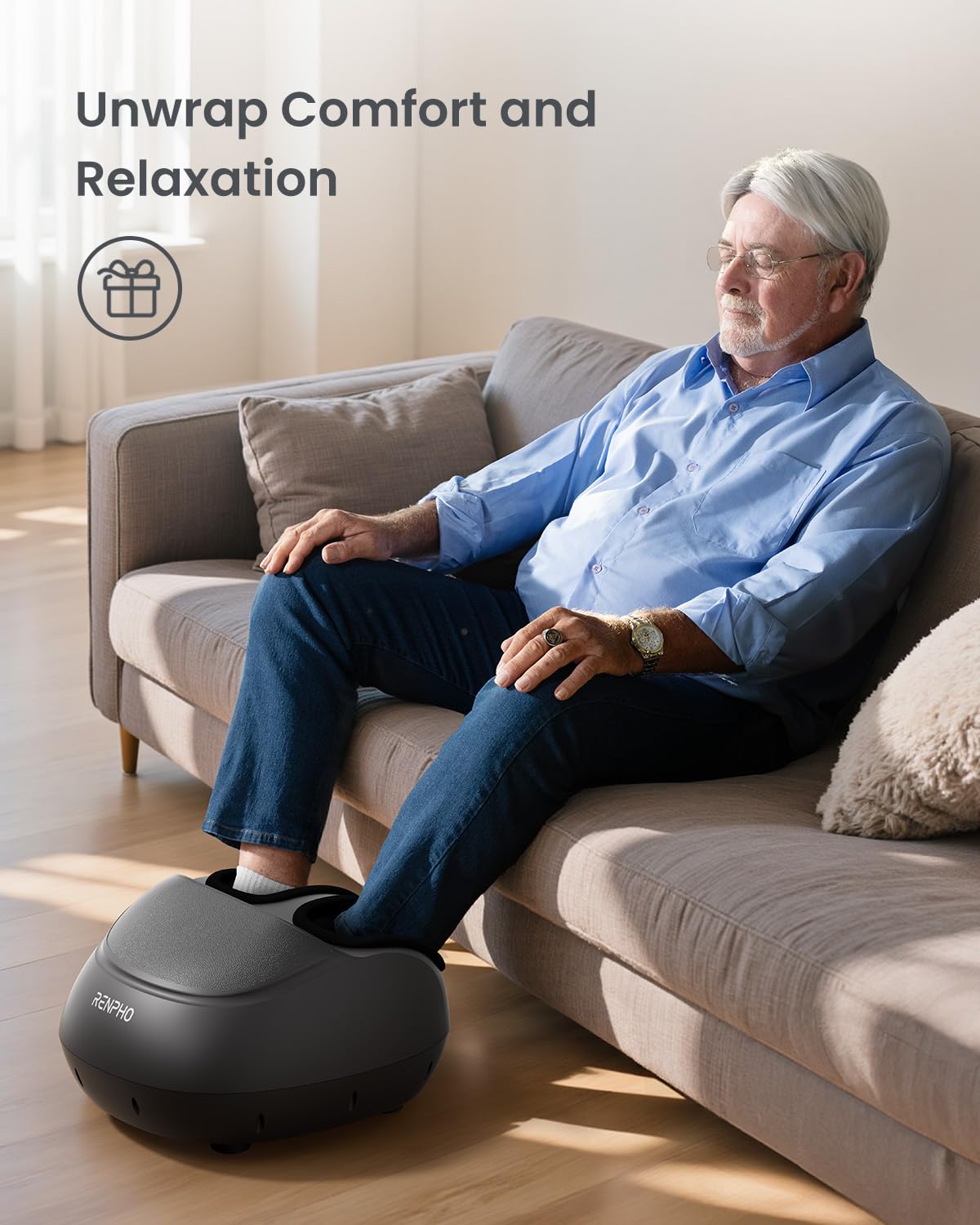 RENPHO Foot Massager for Circulation, Shiatsu Foot Massager for Plantar Fasciitis, Exclusive Deep Kneading Foot Massage, Birthday and Christmas Gifts for Women Men Mom Dad, Fits Up to Size 13, Black