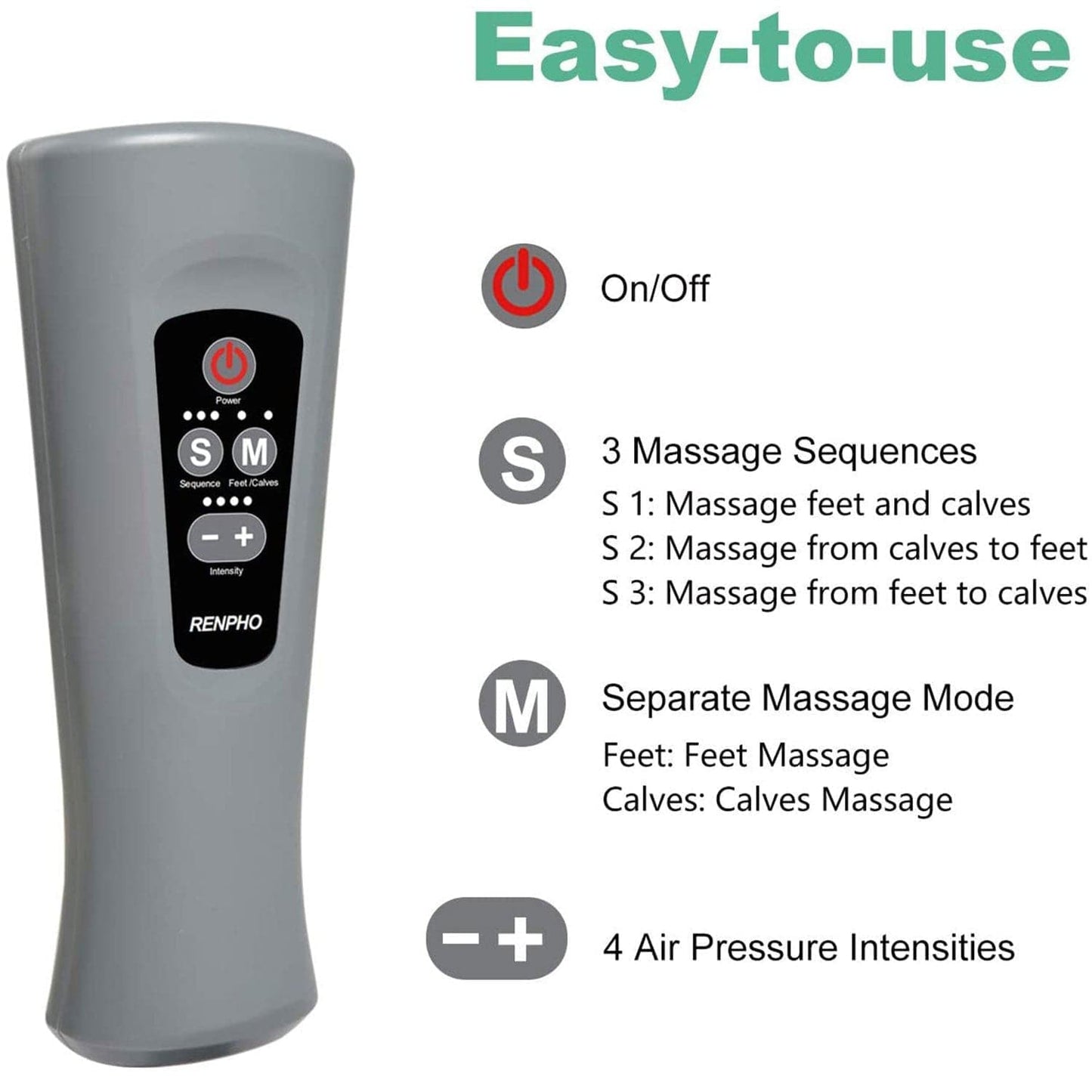 Luftkompressionswaden- und Fußmassagegerät Leg Massager Renpho DE